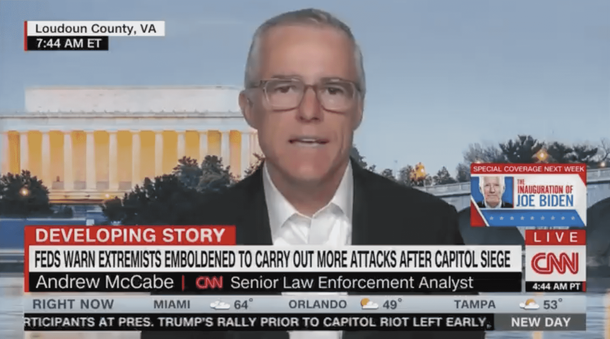 McCabe Rips Trump for Not Refuting Claims the Election Was Stolen in Speech Denouncing Violence