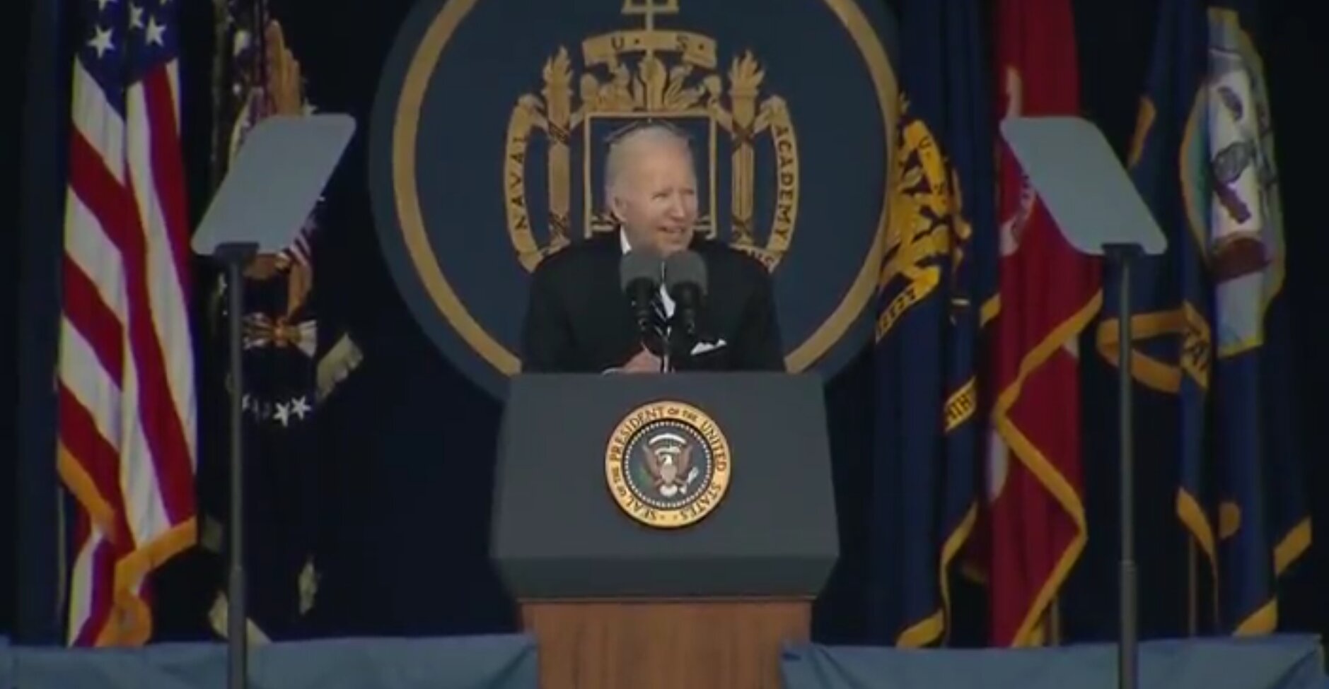 Watch: Biden Whispers Again During Address to Naval Academy Graduates