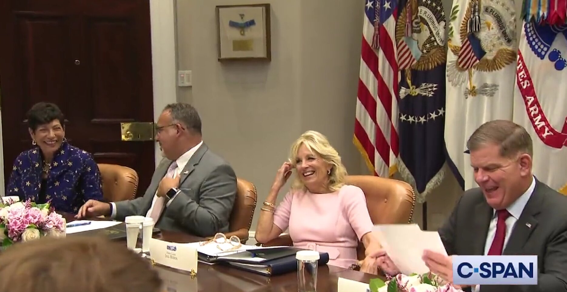 Biden Draws Laughs After Interrupting Wife’s Meeting on Education