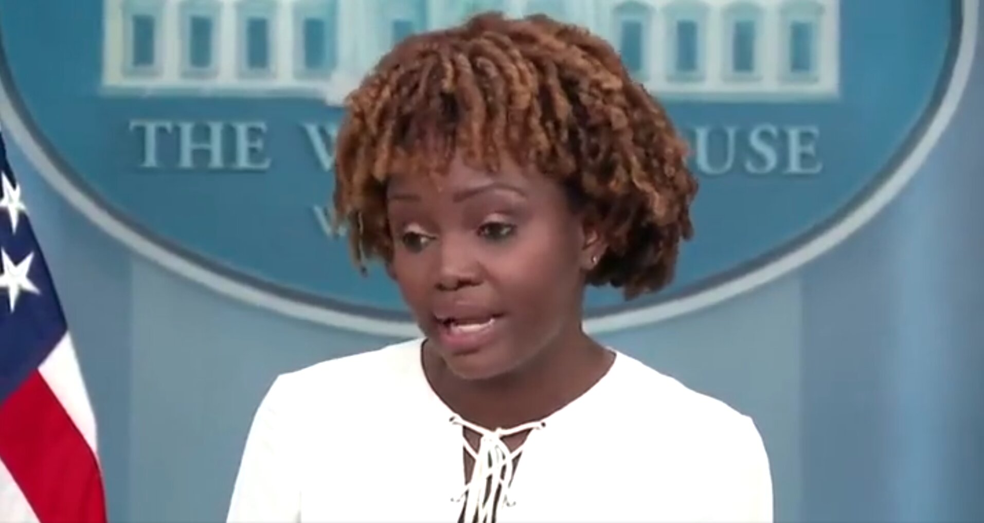Watch: Karine Jean-Pierre Reacts in Real Time to News That Queen Elizabeth II Has Died