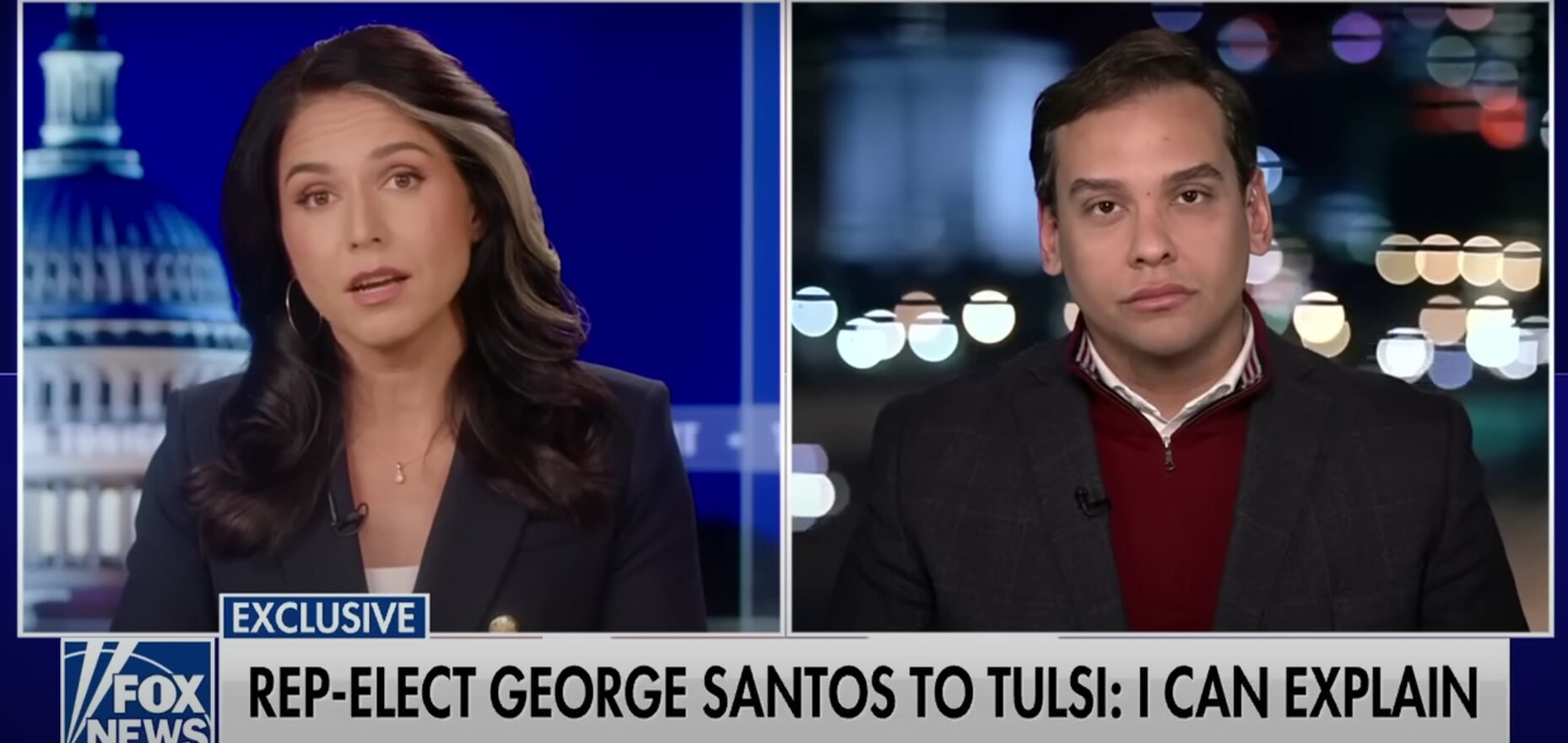 Tulsi Gabbard Presses George Santos on ‘Blatant Lies’ During Interview: ‘Do You Have No Shame?’