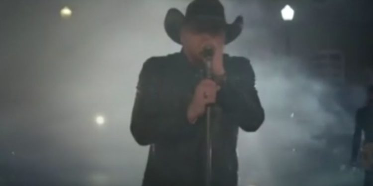 Country singer Jason Aldean is seen in the music video for "Try That in a Small Town."