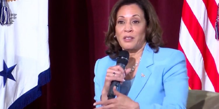 Vice President Kamala Harris speaks at Drake University in Des Moines, Iowa, on Friday.