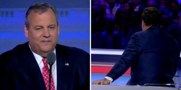 Chris Christie, left, was booed to such a degree during Wednesday's Republican primary debate that moderator Bret Baier had to intervene.