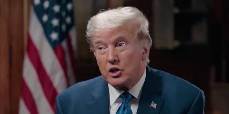 Former President Donald Trump speaking during an interview