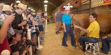 Kari Lake was at the Iowa State Fair on Friday, and she left one New York Times' reporter speechless when she discussed gender - while milking a cow.
