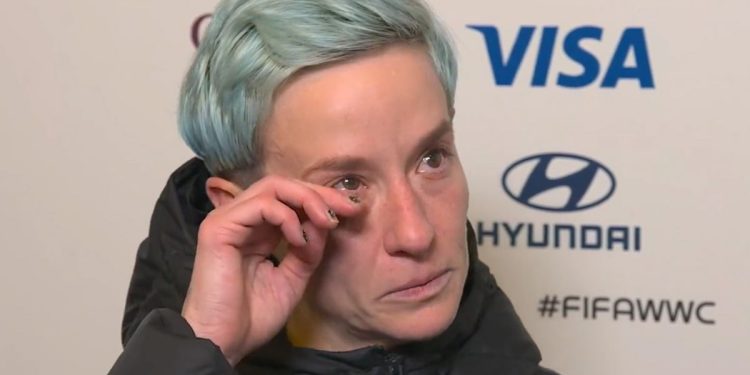 Megan Rapinoe is interviewed after the U.S. women's team lost in the World Cup.