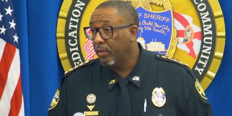 Jacksonville, Florida, Sheriff T.K. Waters speaks during a news conference Sunday.