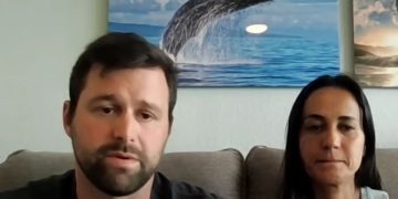 Mike Cicchino, left, and his wife, right, spoke out against president Joe Biden over his handling of the fire response in Maui, Hawaii, on NewsNation on Sunday.