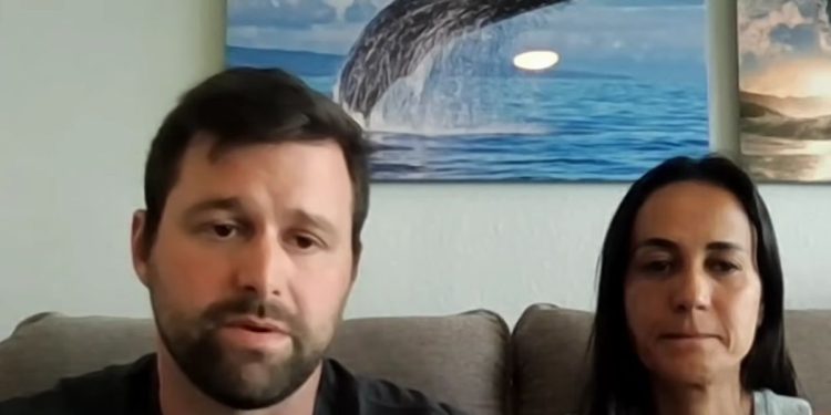 Mike Cicchino, left, and his wife, right, spoke out against president Joe Biden over his handling of the fire response in Maui, Hawaii, on NewsNation on Sunday.