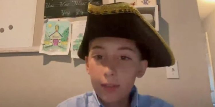 Jaiden Rodriguez speaks during an interview. The 12-year-old of Colorado Springs was suspended for a day for having a Gadsden flag patch on his backpack.