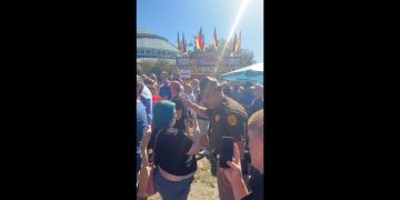 This Twitter/X screen shot shows a confrontation at the Iowa State Fair.