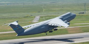 A C-5 Galaxy takes off from Travis Air Force Base in a file photo from the 2014 Thunder Over Solano Air Show.