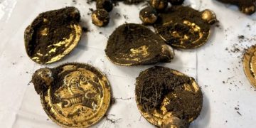 Erlend Bore was out getting exercise in Rennesøy, Norway, when he stumbled across the "archaeological find of the century," which included these gold medallions.