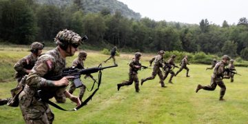 Soldiers and airmen from the Massachusetts National Guard participate in the Marksmanship Advisory Council regional match championship at the Camp Ethan Allen Training Site in Vermont in August.