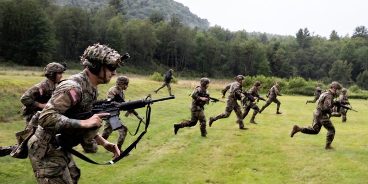 Soldiers and airmen from the Massachusetts National Guard participate in the Marksmanship Advisory Council regional match championship at the Camp Ethan Allen Training Site in Vermont in August.