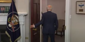 President Joe Biden leaves the podium after delivering remarks at the White House on Friday.