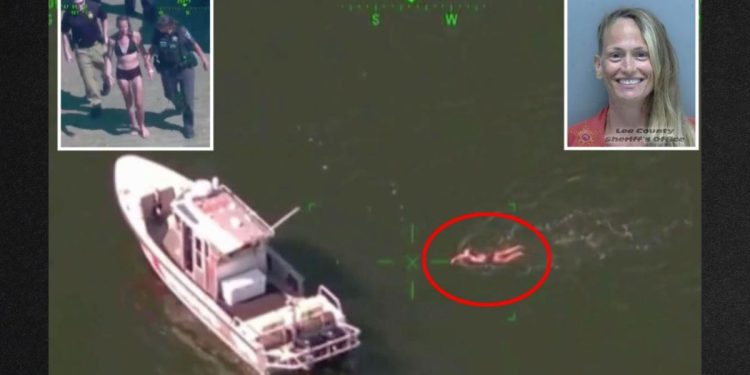 The woman told onlookers she wanted to meet sharks.