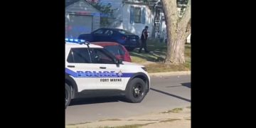 A driver ran over a woman in Fort Wayne, Indiana, on Friday.