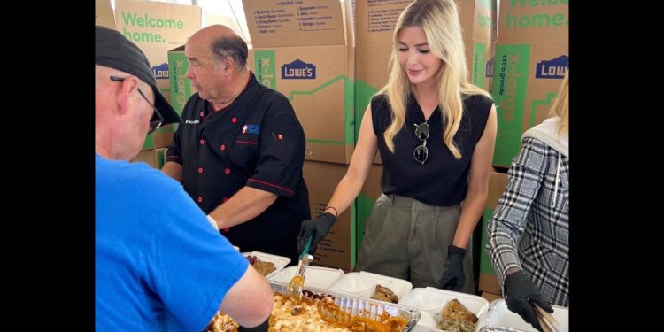 Ivanka Trump is seen serving food in October 2022.
