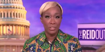 MSNBC host Joy Reid is seen hosting a recent episode.
