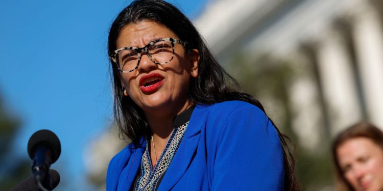 Rashida Tlaib Blasted for Having Palestinian Flag Outside of Capitol Office