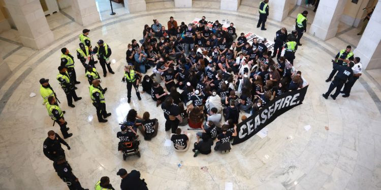 Roughly 300 Pro-Palestinian Protesters Arrested After Assembling in Capitol Office Building