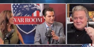 Reps. Nancy Mace and Matt Gaetz appear on Steve Bannon's podcast.