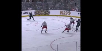 Some of the lights went out during a hockey game at Climate Pledge Arena in Seattle.