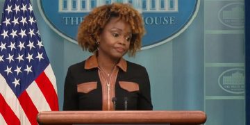 White House press secretary Kariner Jean-Pierre at Monday's White House briefing.