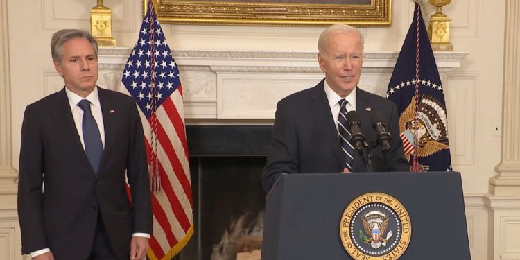 This Twitter screen shows U.S. President Joe Biden and U.S. Secretary of the State Anthony Blinken.