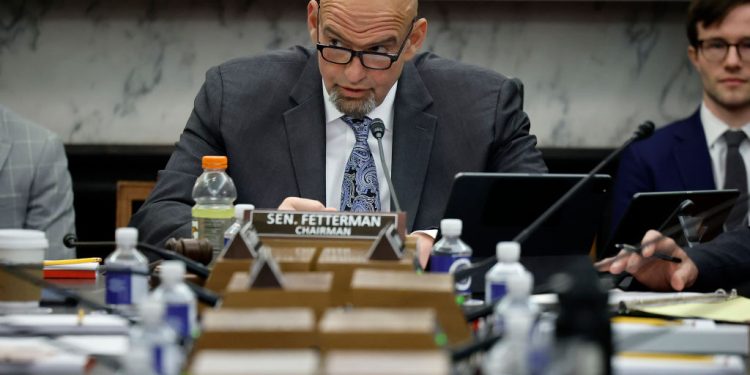 John Fetterman Seen Walking Past Protesters Demanding Ceasefire While Waving Israeli Flag