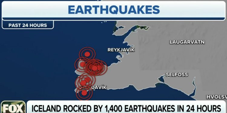map of earthquakes that have hit Iceland