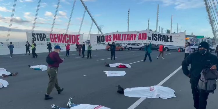 Cease-Fire Protesters Shut Down Bay Bridge in San Francisco During Biden’s Visit