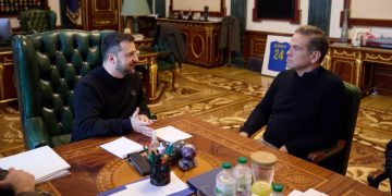 Ukraine President Volodymyr Zelenskyy meets with Fox Corp. CEO Lachlan Murdoch in Kyiv.