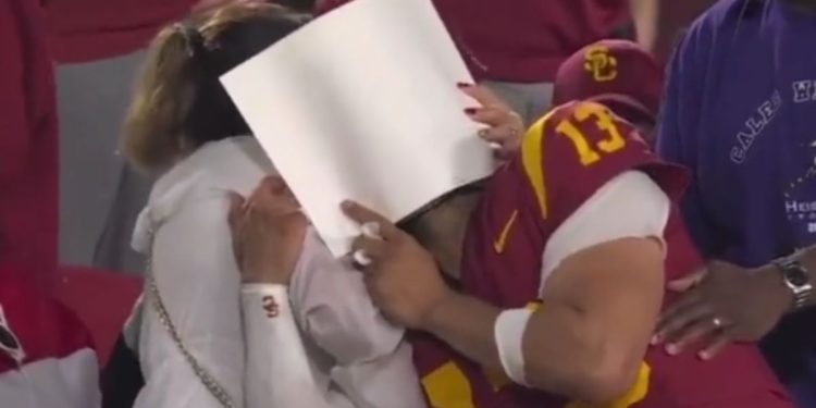 University of Southern California quarterback Caleb Williams went viral for crying after his team lost.