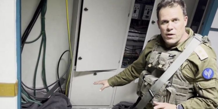 Lt. Col. Jonathan Conricus leads a walk-through of the largest hospital in Gaza.