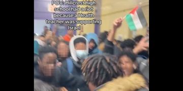 This Twitter screen shot shows students at a New York school, who allegedly rioted after a teacher expressed views in support of Israel.