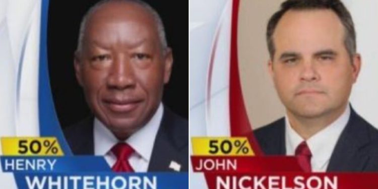 Democrat Henry Whitehorn beat Republican John Nickerson by one vote in a Louisiana runoff election.