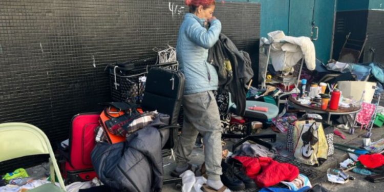 The above image is of a homeless individual in San Francisco.