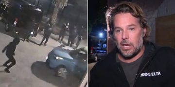 Los Angeles business owner Ryan Baggaley, right, spoke out about the brazen robbery of his building.