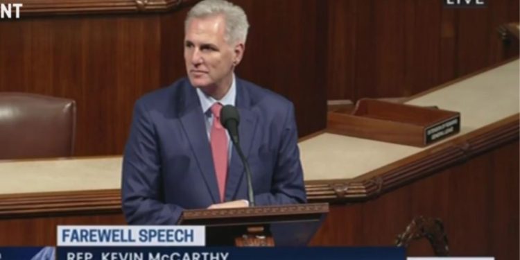Reflecting Thursday on his career in the House, Republican Rep. Kevin McCarthy of California said: "If there's advice I can give, do not be fearful if you believe your philosophy brings people more freedom. Do not be fearful that you could lose your job over it.”