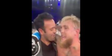 Presidential hopeful Vivek Ramaswamy is seen with YouTuber Jake Paul after a fight.