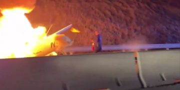 Passing motorists provided video footage of the wreck burning on the interstate.