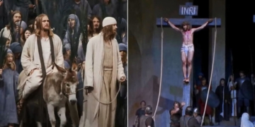 The Oberammergau Passion Play is performed in the German town.