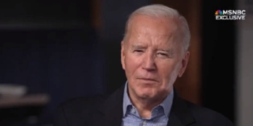 President Joe Biden is interviewed by MSNBC on Saturday.