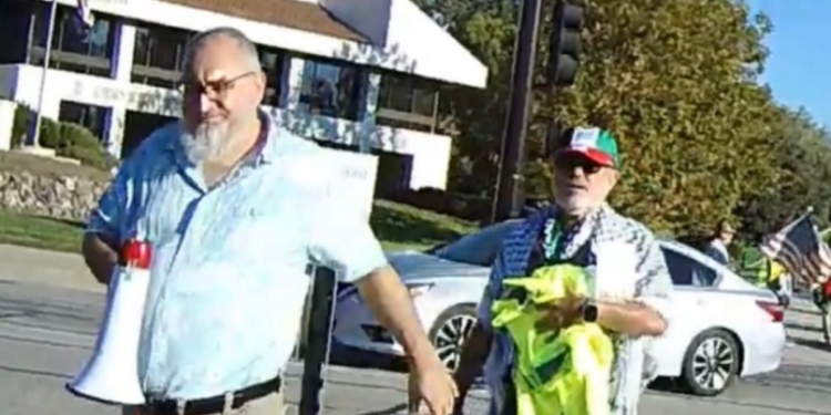 This X screen shot shows Loay Alnaji, a Moorpark College professor who stands accused of being involved in the death of pro-Israel protester Paul Kessler.