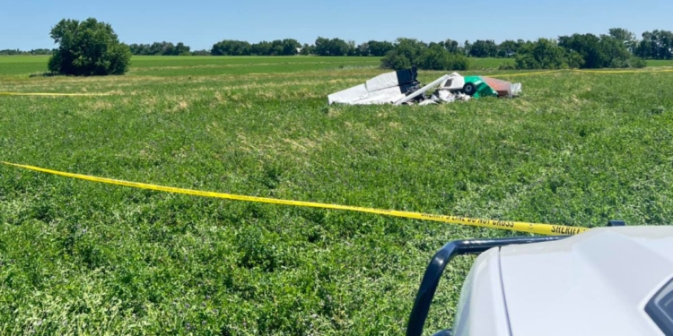 This Meta screen shot shows the wreckage of a Cessna plane in Missouri. All the passengers, who were planning on skydiving, survived.